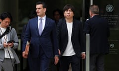 Ippei Mizuhara, the former interpreter for Japanese baseball star Shohei Ohtani, walks with lawyer Michael G Freedman outside the federal court on Tuesday in Santa Ana, California.