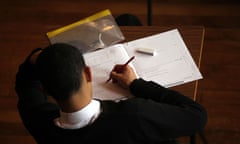 a child taking a exam