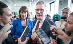 Labour Party leader Sir Keir Starmer and shadow chancellor, Rachel Reeves face questions from journalists during a visit to Morrisons in Swindon.
