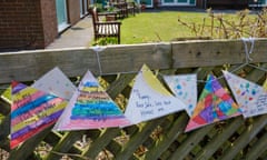 Messages pinned to a fence at a British nursing home during the coronavirus lockdown