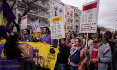 Tens of thousands protest in Lisbon last year, calling for more measures to fight the housing crisis in the Portuguese capital.