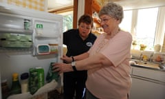 Council Homecare Staff enable elderly and disabled people to live in their own homes through support and help with meals<br>B46CMY Council Homecare Staff enable elderly and disabled people to live in their own homes through support and help with meals