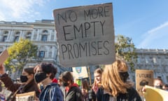 Students and school children gather at Parliament Square as part of the Youth Climate Strike on 5 November 2021 in London.