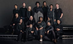 The cast and creatives behind Claudia Rankine’s The White Card pose on stage.