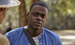 This image released by Universal Pictures shows Daniel Kaluuya in a scene from, “Get Out.” Kaluuya was nominated for an Oscar for best actor on Tuesday, Jan. 23, 2018. The 90th Oscars will air live on ABC on Sunday, March 4. (Universal Pictures via AP)