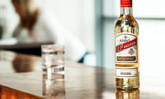 Scandinavia’s most distinctive drink is aquavit:  generally a grain- or potato-based spirit infused with botanicals, like gin is, and also known as snaps. A bottle of OP&nbsp;Anderson aquavit alcoholic beverage stands on the bar at Altia offices in Helsinki, Finland
