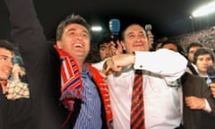 Jesús Gil handily pointing out a contender during a league title celebration in May 1996.