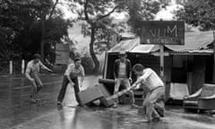 Pickets relax with a makeshift game of cricket outside the Maltby colliery near Rotherham in August 1984.