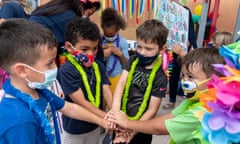 SAN ANTONIO, TEXAS - May 27, 2021: Pre-K 4 SA releases children on the final day of school to their parents in a parade of decorated cars, while dancing to music in celebration of the children's last day. Ilana Panich-Linsman for The Guardian