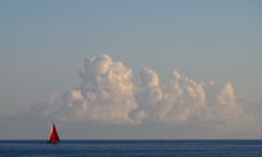 Distant sailing boat on Indian Ocean