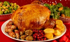 A traditional Christmas turkey dinner.
