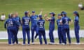 England celebrate victory over New Zealand in the second ODI at Seddon Park and a 2-0 series lead