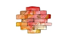 Illustration of a partial wall of red and yellow bricks