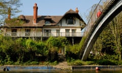 Eyot House and arced pedestrian footbridge