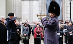 bugler playing The Last Post at the armistice day commemorations at the cenotaph in London.