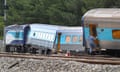 Train carriages after the derailment in Wallan North, Victoria, in February 2020