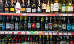 Bottles of alcohol are displayed for sale in a shop on 31 July 2023 in London, England