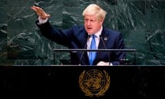 British prime minister Boris Johnson speaks during the 74th session of the United Nations General Assembly.