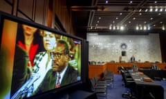 Footage from Clarence Thomas’s 1991 supreme court confirmation hearing is displayed prior to a Senate judiciary committee meeting on last week.