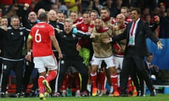 Wales celebrate beating Belgium