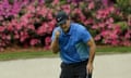 Patrick Reed reacts to his eagle on the 13th hole during the third round at the Masters, and it wouldn’t be his last of the day.