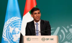 Rishi Sunak at the Cop28 climate summit in Dubai