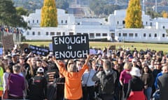 Protesters rally for action to end violence against women in Canberra on Sunday. 