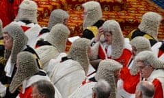 Judges wait for the state opening of parliament in the House of Lords. 