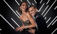 Dani Alves and his wife Joana Sanz are photographed inside the photobooth before the awards.