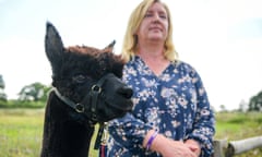 Helen Macdonald with Geronimo at Shepherds Close Farm in Gloucestershire in August 2021