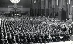 The first Open University graduation ceremony, at Alexandra Palace in London, 1973