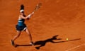 Johanna Konta plays a forehand on her way to a two-set victory over Venus Williams.
