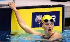 Summer McIntosh reacts after winning the women's 200m individual medley at a TYR Pro Swim Series meet last month in Knoxville, Tennessee.