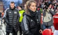 Marie-Louise Eta  looks on prior to the Bundesliga match between Union Berlin and Augsburg on 25 November