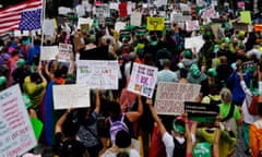 Pro-choice protesters take part in a Women's March outside the White House on 9 July 2022. 