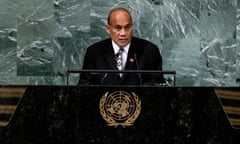 Taneti Maamau speaks at the UN.