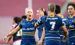 Parramatta’s Rikeya Horne during the Eels’ upset win over defending NRLW champions the Sydney Roosters.