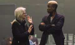 Sally Potter and Chris Rock on set for Look At Me.