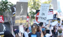 An actors union strike protest in LA in July