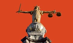 FW Pomeroy’s statue of Lady Justice on top of the Old Bailey. Composite: Jonathan Brady/Guardian Design/PA
