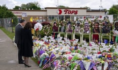 Vice-president Kamala Harris and her husband Doug Emhoff at the memorial to the Buffalo victims in May last year.