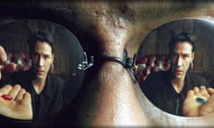 Mirroring reality … the blue pill will return Neo, played by Keanu Reeves, to life as it seems to be, while the red promises him the real