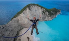 bungee jumping in Zakynthos, Greece.