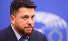 Leonid Volkov watches a session of the European parliament in Strasbourg, France