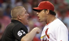 Mike Matheny, Mike Everitt<br>St. Louis Cardinals manager Mike Matheny, right, argues with home plate umpire Mike Everitt after being ejected during the sixth inning of the team’s baseball game against the Kansas City Royals on Thursday, June 30, 2016, in St. Louis. (AP Photo/Jeff Roberson)