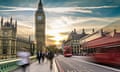 Sunset over Houses of Parliament in London