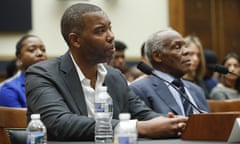 Danny Glover,Ta-Nehisi<br>Author Ta-Nehisi Coates, left, and Actor Danny Glover, right, testify about reparation for the descendants of slaves during a hearing before the House Judiciary Subcommittee on the Constitution, Civil Rights and Civil Liberties, at the Capitol in Washington, Wednesday, June 19, 2019. (AP Photo/Pablo Martinez Monsivais)