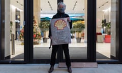 An Extinction Rebellion protestor outside Shell's offices in London last year