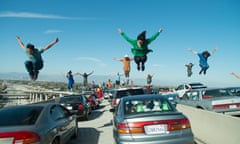 The opening sequence of La La Land, with downtown in the background.