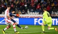 Son Heung-min scores his first and his team’s second goal in Tottenham’s 4-0 victory at Red Star Belgrade in the Champions League.